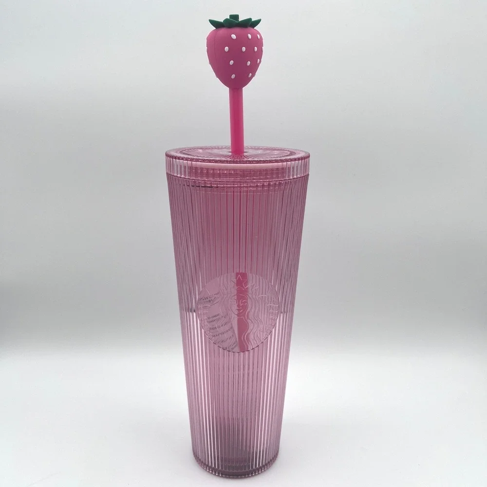 🍓NWT Starbucks 2026 Pink Drink Limited Edition Cold Cup w/ Strawberry Topper